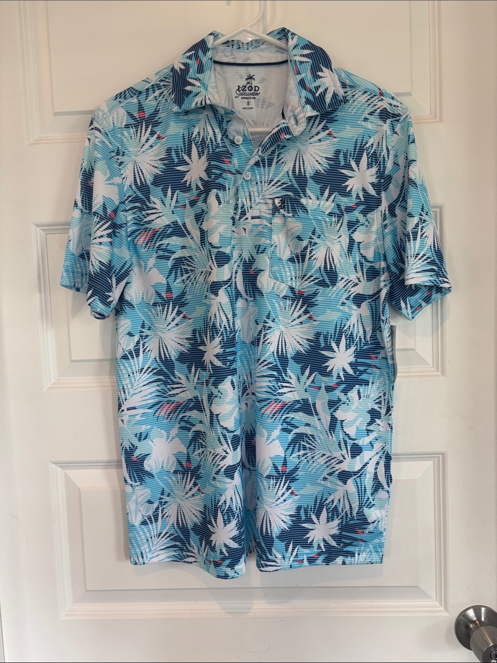 Izod Light Blue Tropical Floral Polo